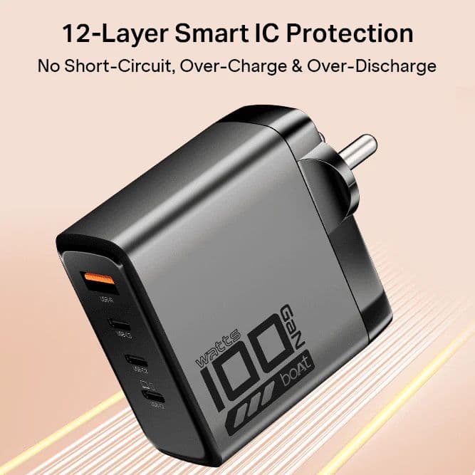 100W GaN Charger | 100W Fast Charger with GaN Chip Technology, 12-Layer Smart IC Protection, Quad-Port Charging — photo 5