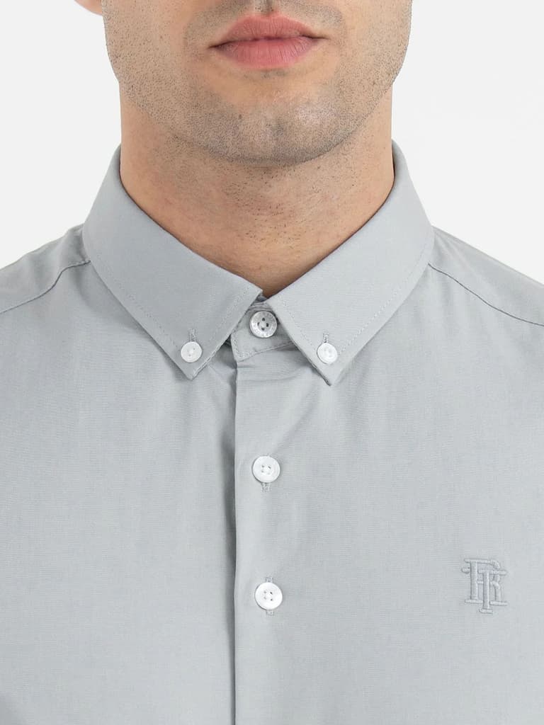 Shirts for Men in Stone Green | Cotton Blend Full Sleeve Shirt — photo 6