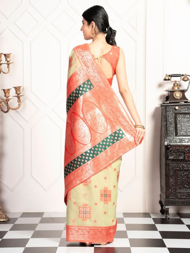 Mimosa Women's Woven Design Kanjivaram Style Art Silk Saree With Blouse Piece : SA00002072PSFREE — photo 4