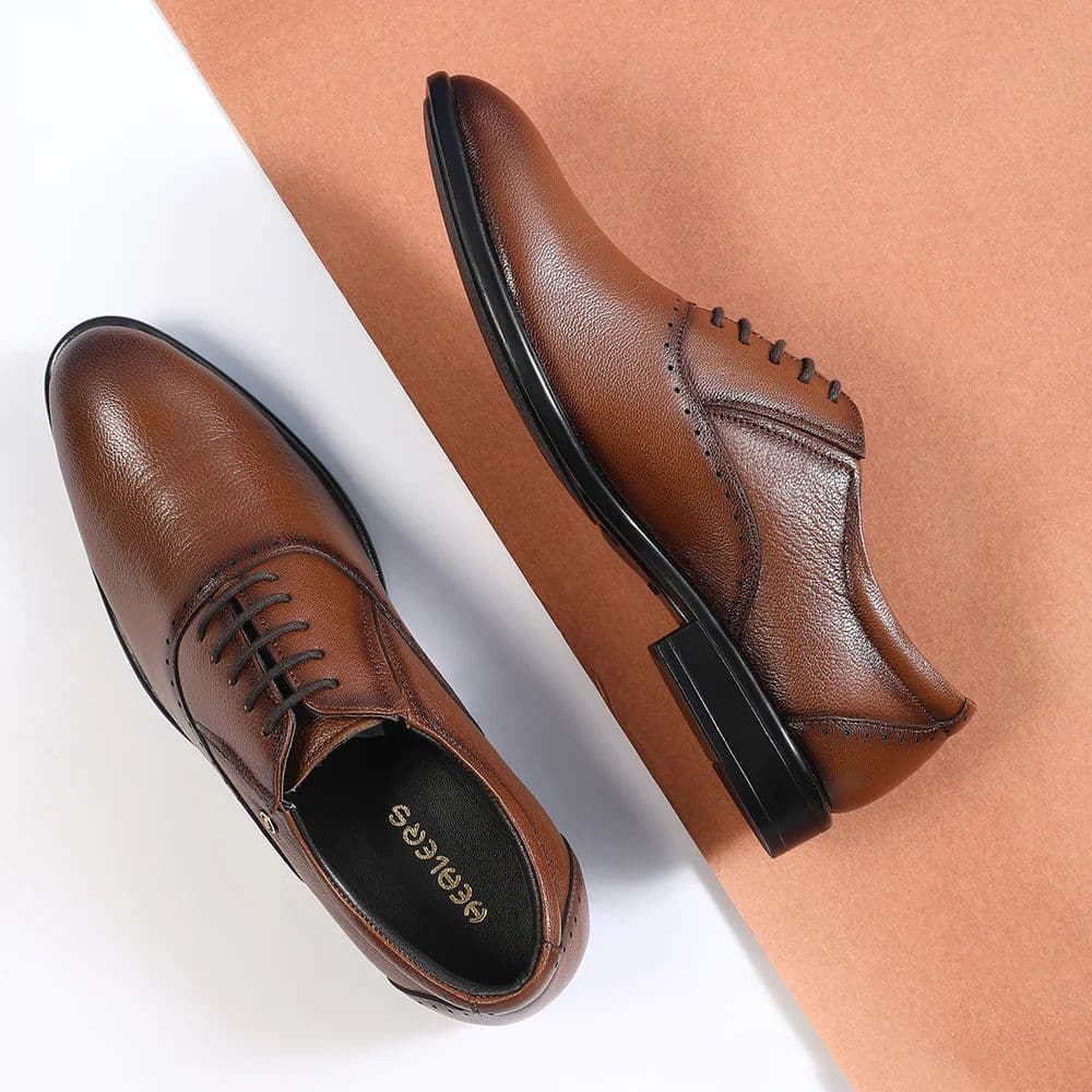 Healers Tan Formal Lacing Oxford Shoes For Men U993-18 By Liberty — photo 4