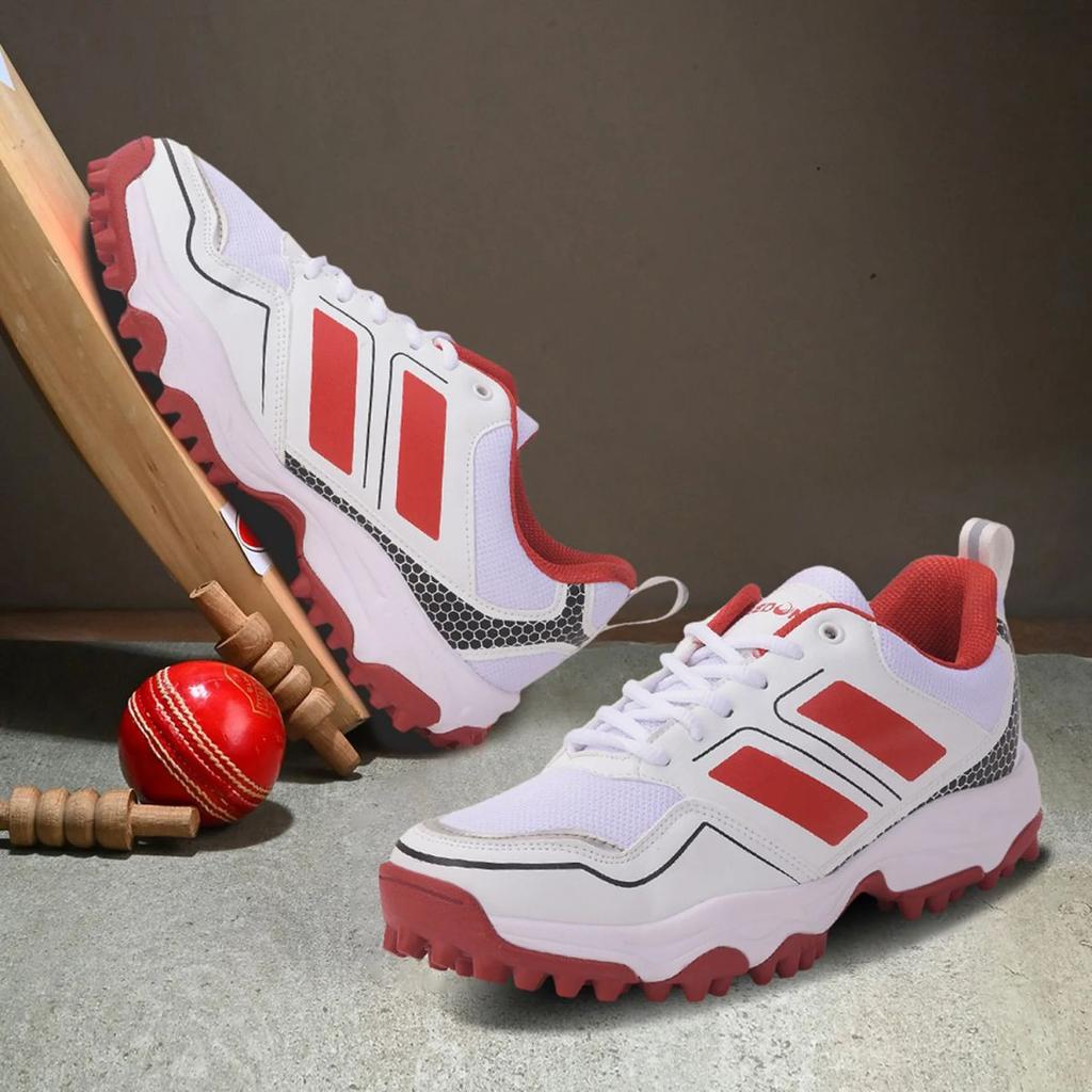 FREEDOM Red Sports Lace-Up Cricket Shoes For Men POWERPLAY By Liberty — photo 4