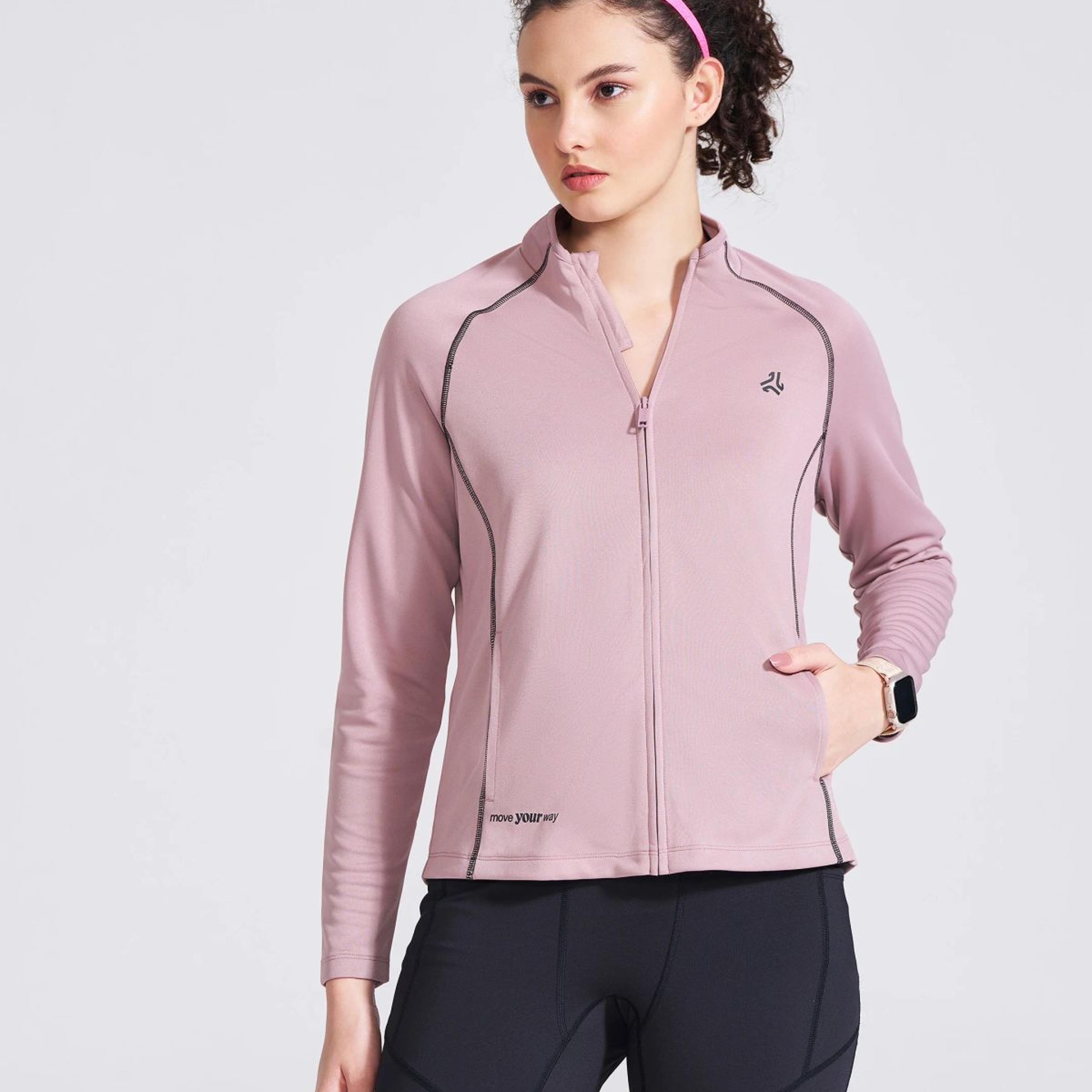 Women's Mauve Solid Stand Collar Jacket