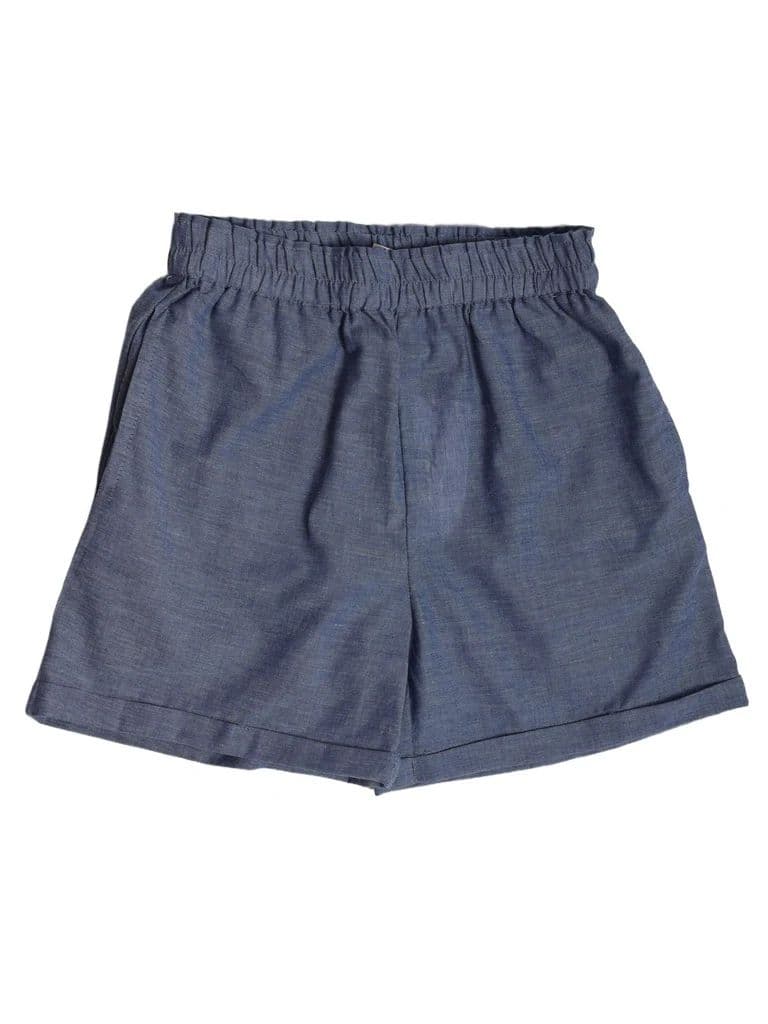 Utsa Kids Girls Blue Solid Cotton Shorts - (8-14 yrs) — photo 3