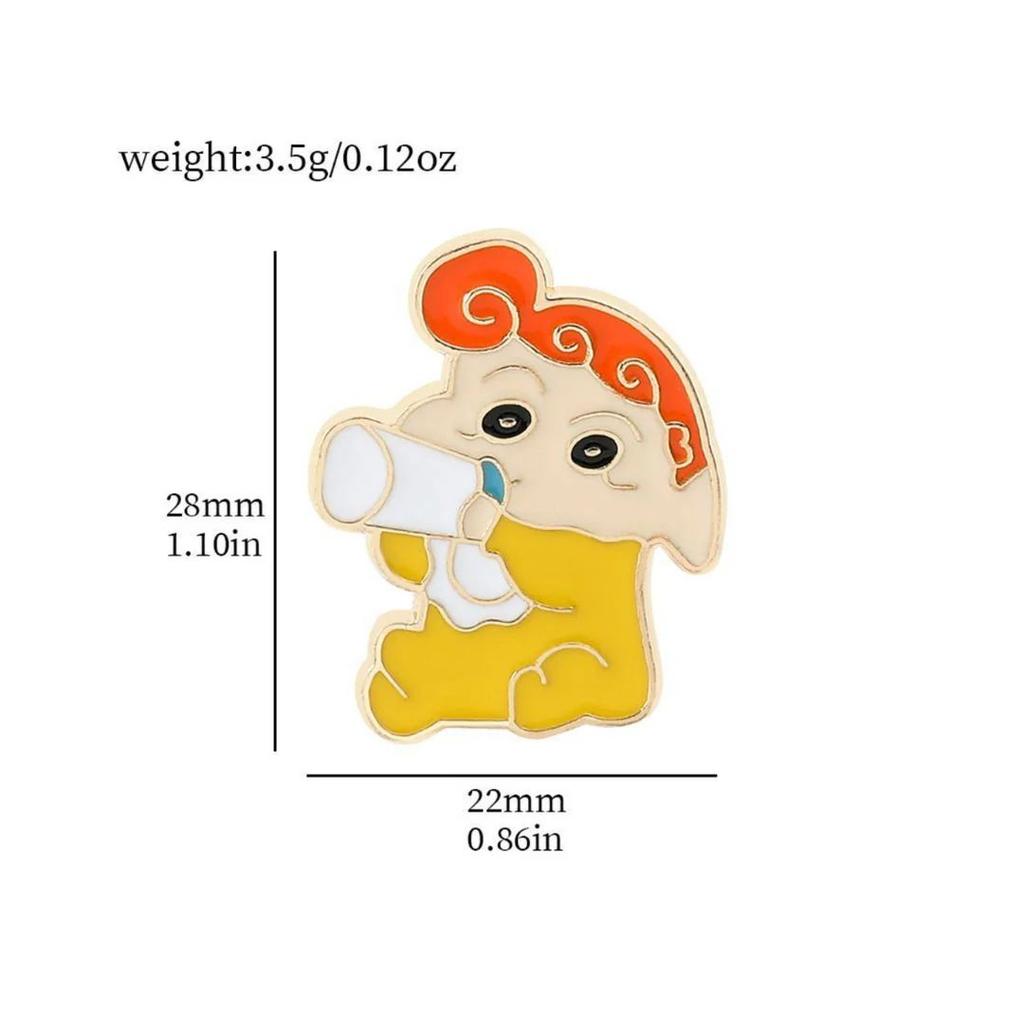 Loveable Shin Chan Lapel Pins | Metallic Enamel Badges — Himawari Milk