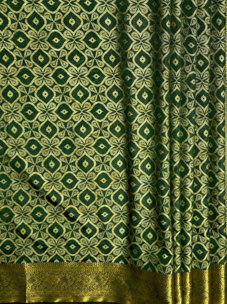 MIMOSA Women's Woven Design Banarasi Style Raw Silk Saree with Blouse Piece - Green ( SA00003131GRNFREE ) — photo 6
