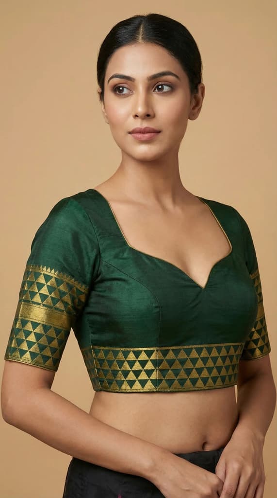 MIMOSA Women's Woven Design Kanjivaram Style Art Silk Saree with Blouse Piece - Green ( SA00003152GRNFREE ) — photo 4