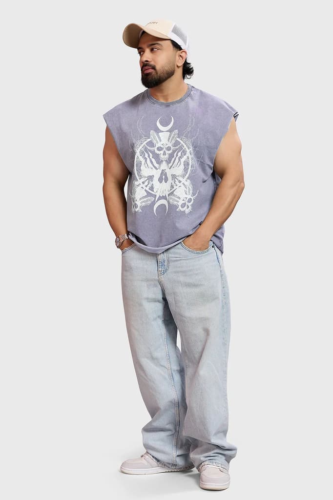 Restricted Washed Capsleeve Tank Light Grey — photo 3