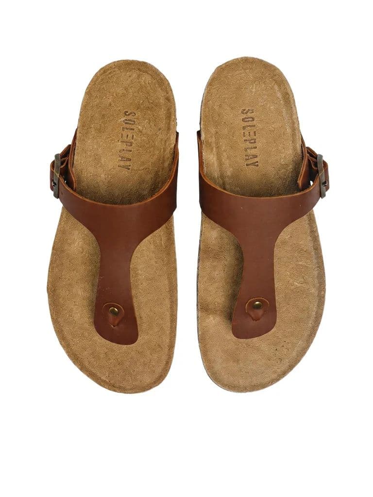 SOLEPLAY Brown Buckle-Detailed Thong Strap Sandals — photo 3