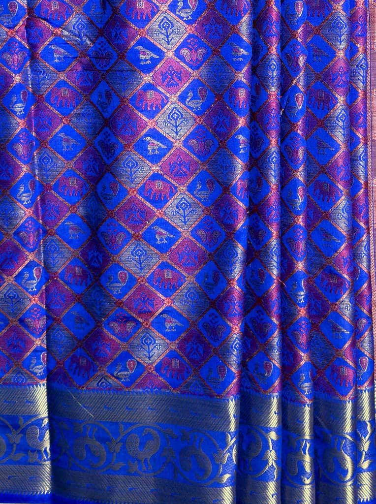MIMOSA Women's Woven Design Patola Style Raw Silk Saree with Blouse Piece - Royal blue ( SA00003140RBFREE ) — photo 6