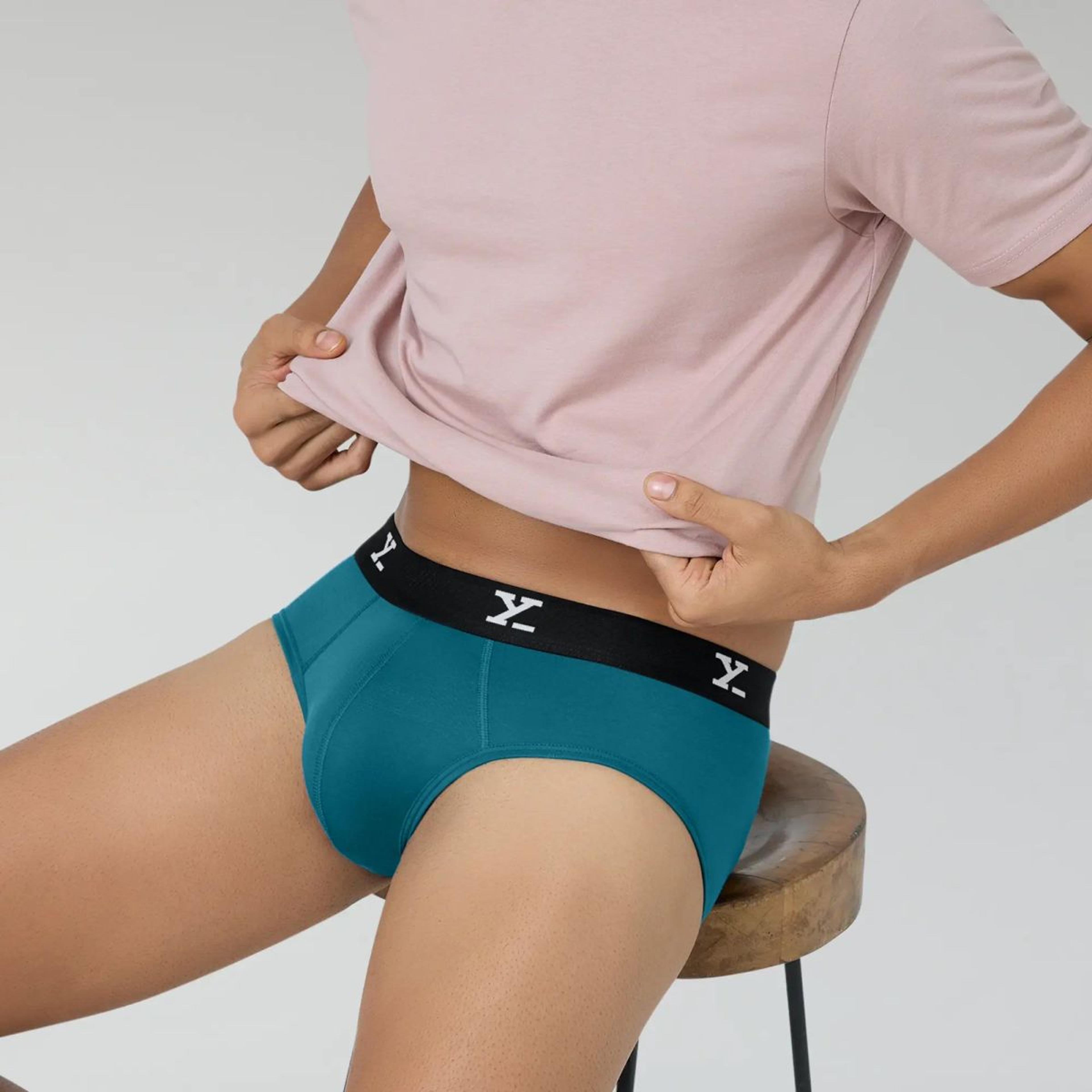 Super Combed Cotton-Modal Briefs - Aqua Blue