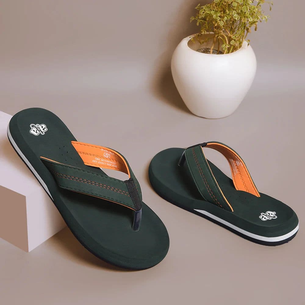 A-HA Olive Green Casual Flip-Flops For Men EXACT By Liberty — photo 4