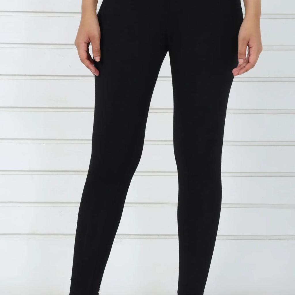Elleven Women's Black Solid Cotton Lyrca Skinny Fit Tights