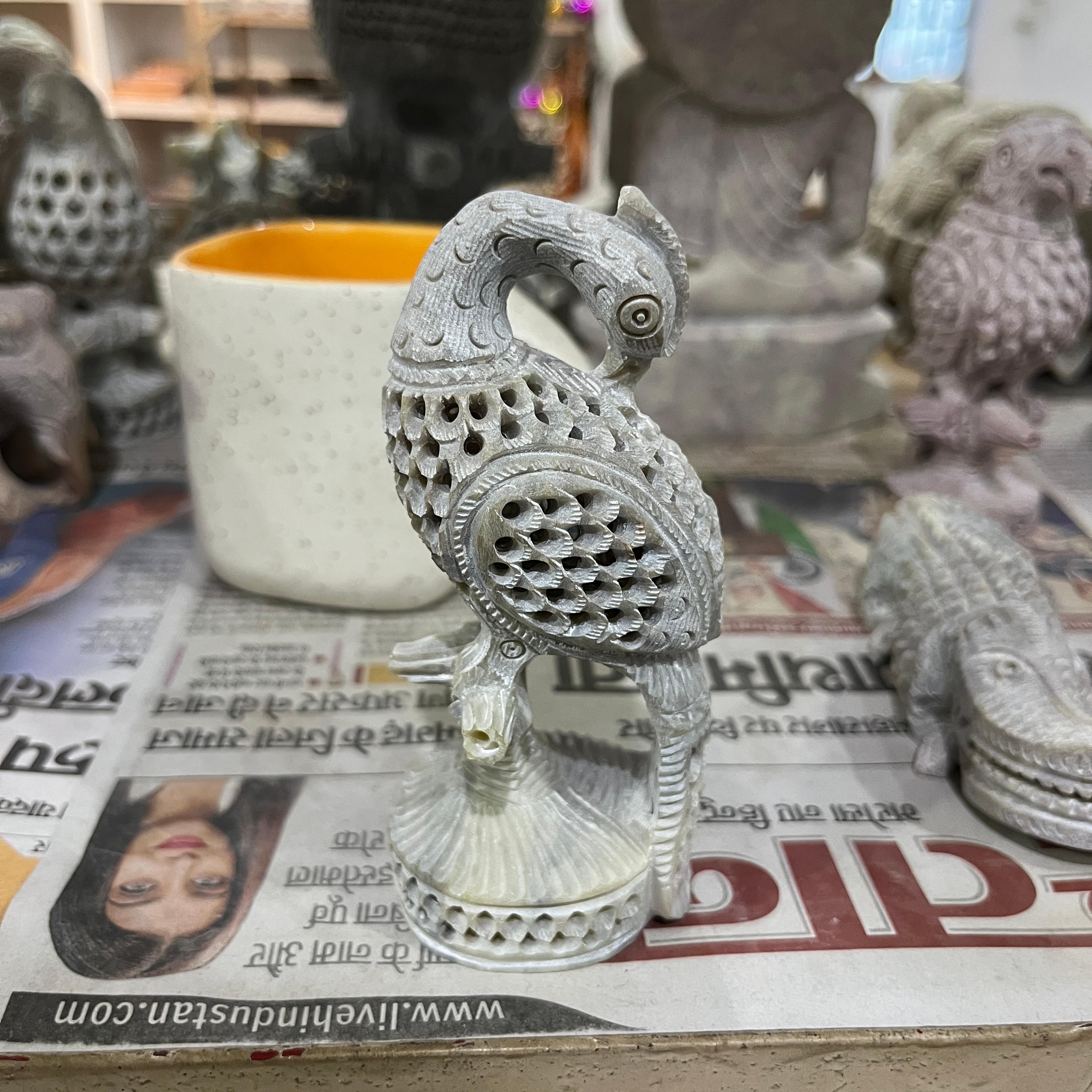 Silver Peacock Statue | Sculpture | Metal | Silver