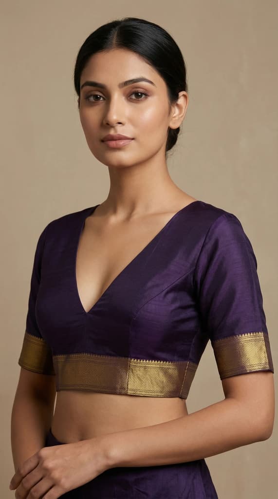 MIMOSA Women's Woven Design Banarasi Style Raw Silk Saree with Blouse Piece - Navy ( SA00003136NVFREE ) — photo 5