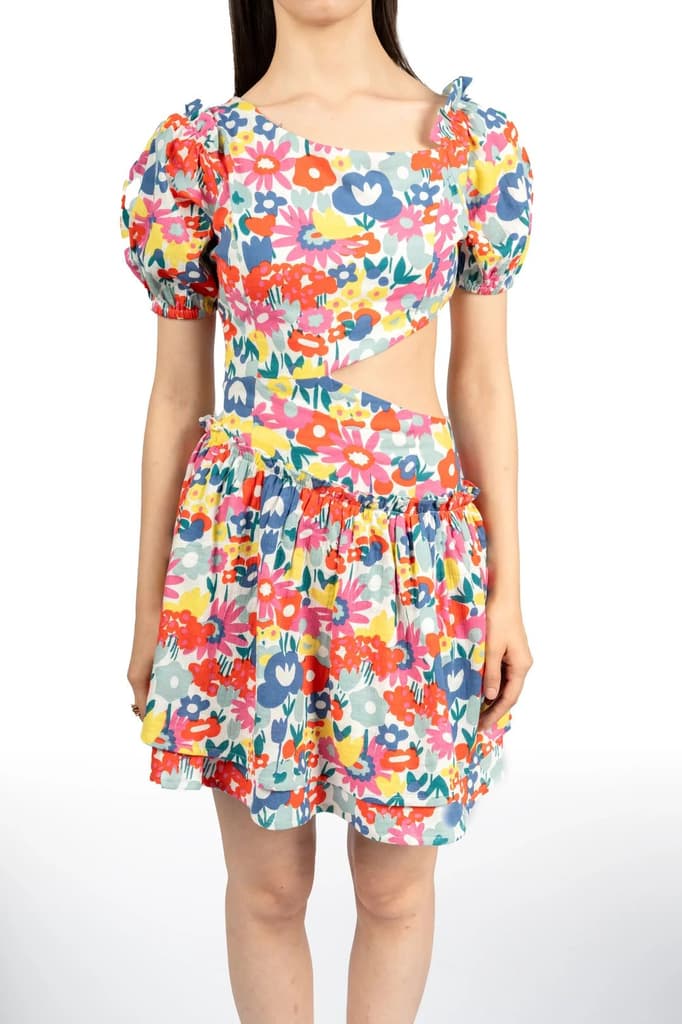 Multicolour Floral Cotton Double Cloth Fit & Flare Dress — photo 6