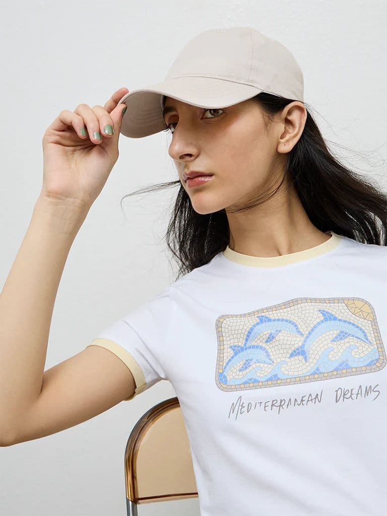 Nuon White Graphic Printed Cotton-Blend T-Shirt — photo 3
