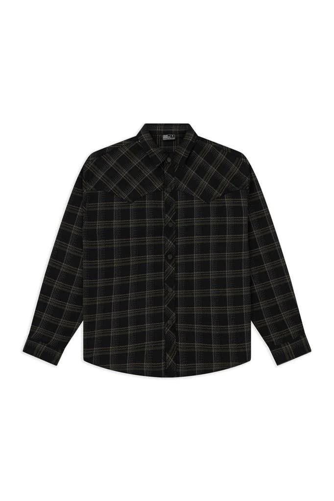 Plaid Long Sleeve Shirt // Black — photo 3