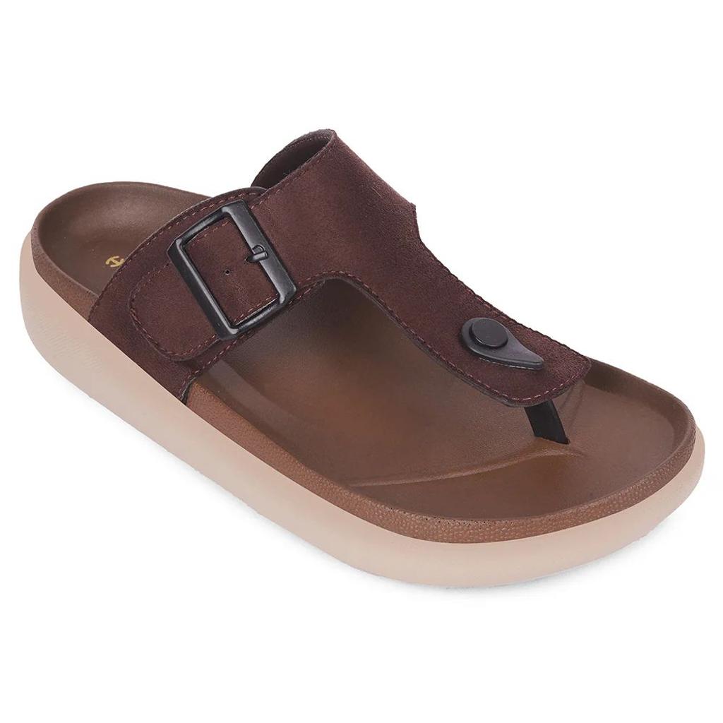 Healers Dark Brown Casual Flat Sandal for Men VAL-38E By Liberty