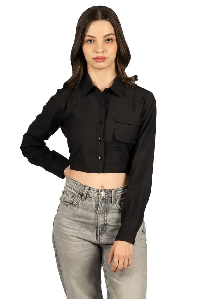 Black Boxy Viscose-Nylon Hammer Shirt