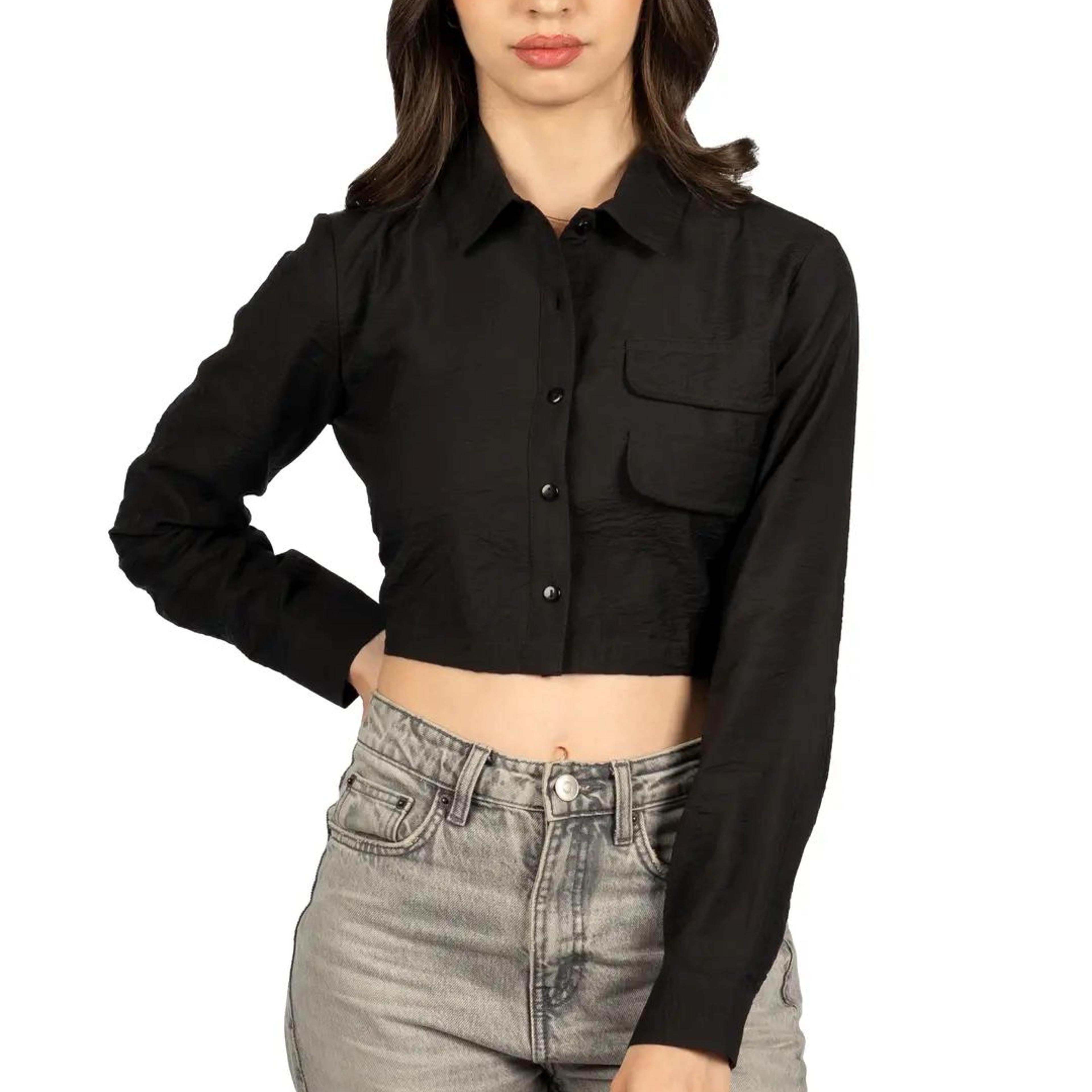 Black Boxy Viscose-Nylon Hammer Shirt