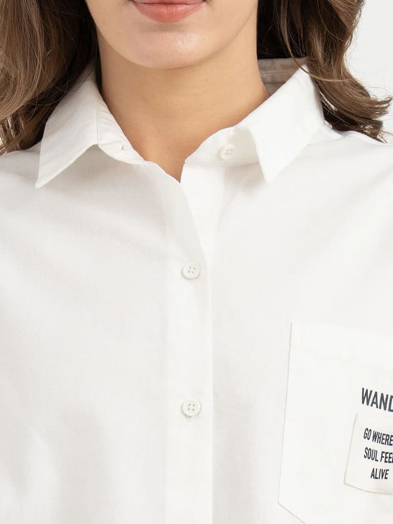 Shirts for Women in White | Graphic Full Sleeve Shirt — photo 4