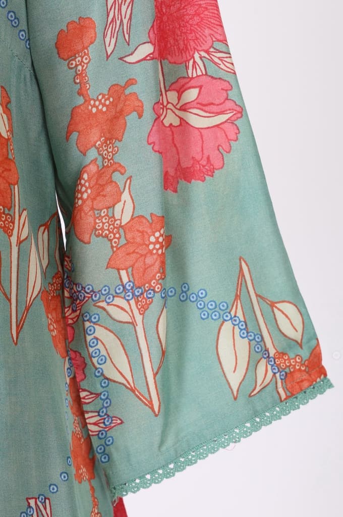 Sea Green Floral Printed Modal Straight Top — photo 7