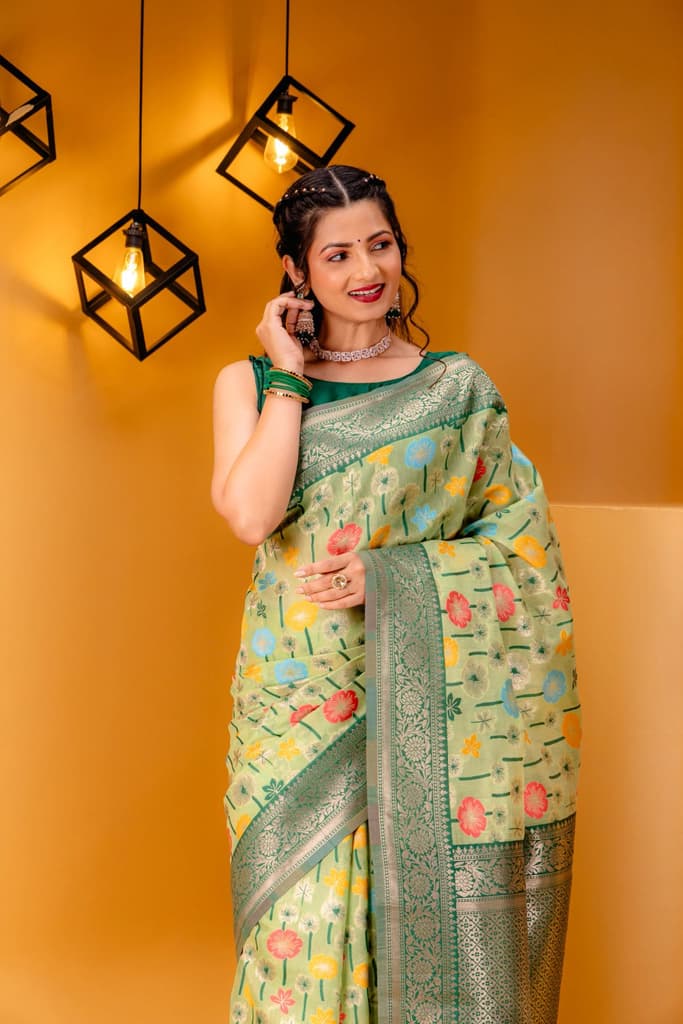 Mimosa Women's Woven Design Repated Style Art Silk Saree With Blouse Piece : SA00001583PSFREE — photo 2