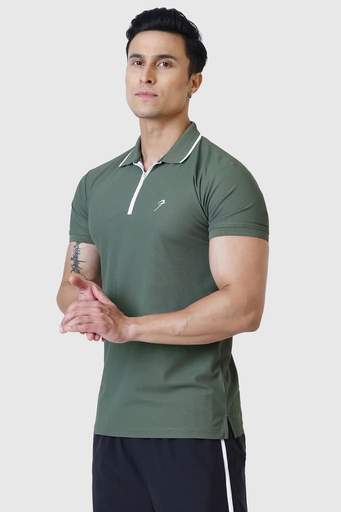 Stride Polo T-shirt Olive — S