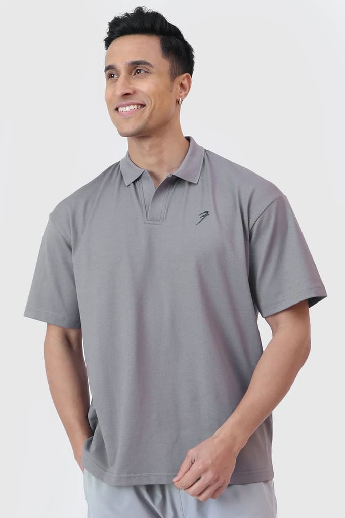 Noir Oversized Polo T-shirt Grey — photo 4