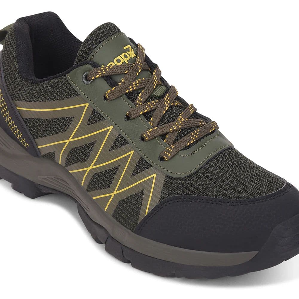 Leap7x Olive Green Sports Lace-Up Trekking Shoes For Men MOUNTAIN2E By Liberty — photo 5