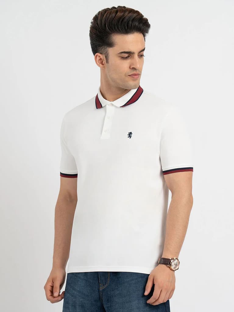 Polo T Shirts for Men in White | Half Sleeve T Shirt — photo 2