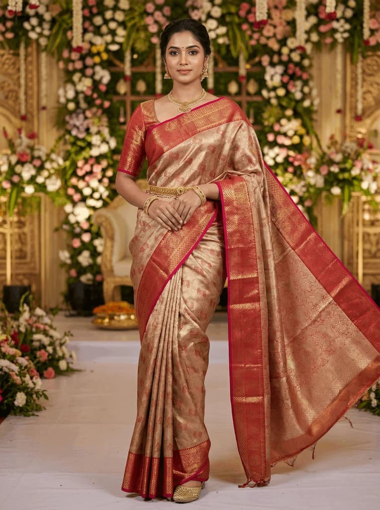 MIMOSA Women's Woven Design Kanjivaram Style Art Silk Saree with Blouse Piece - Maroon (SA00002804MRFREE) — Default Title