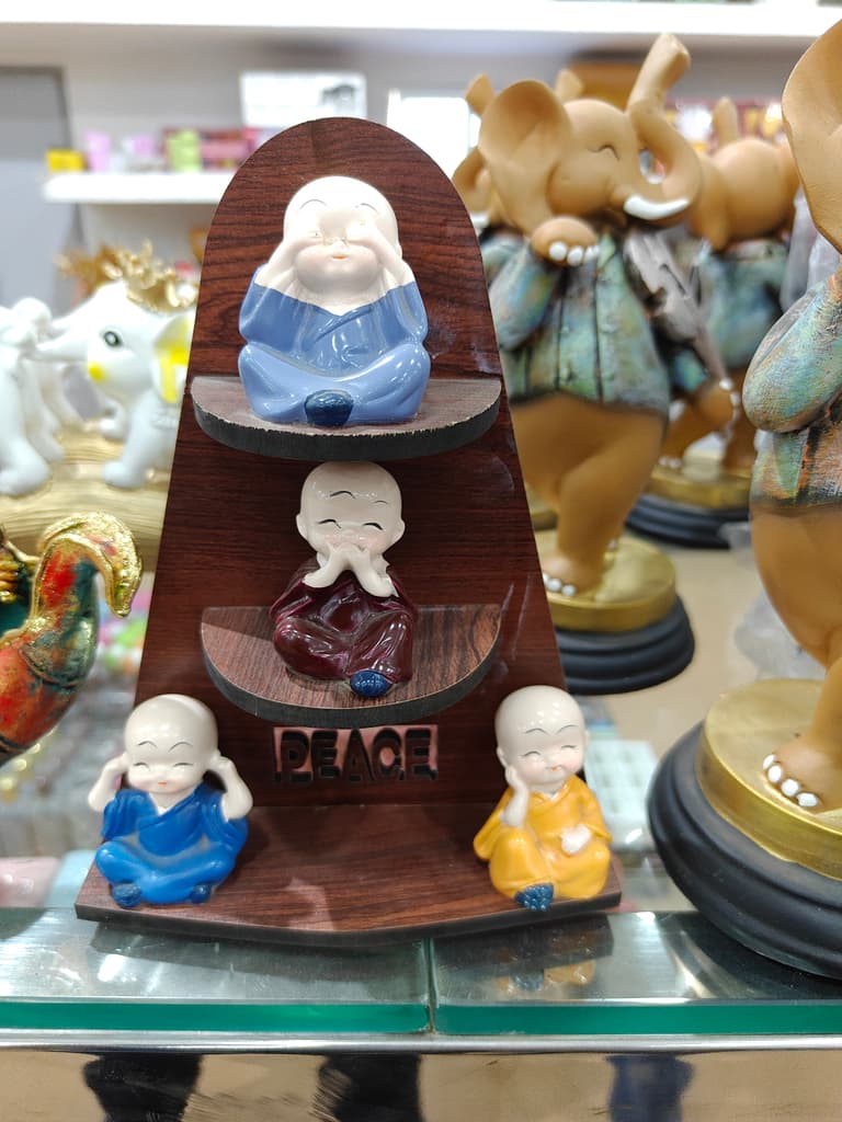 Peace Buddha Figurine | Wooden | Brown | Decorative