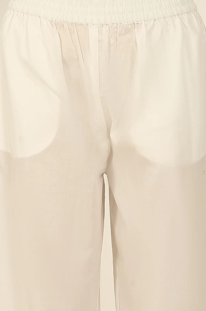 White Printed Thread Embroidered Chanderi Kurta, Pants and Kota Dupatta — photo 8