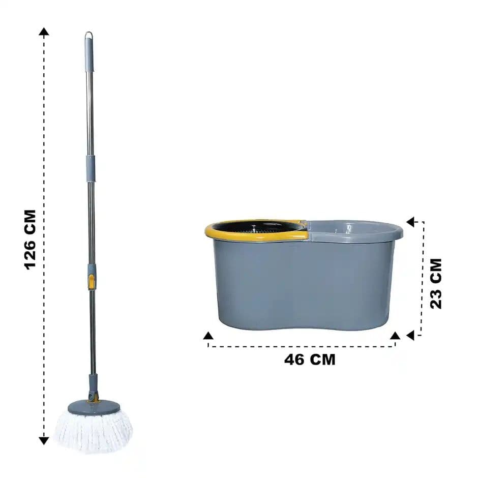 Esquire Elegant 360 Spin Bucket Mop Set With 4 Easy Wheels | Grey Color — photo 3