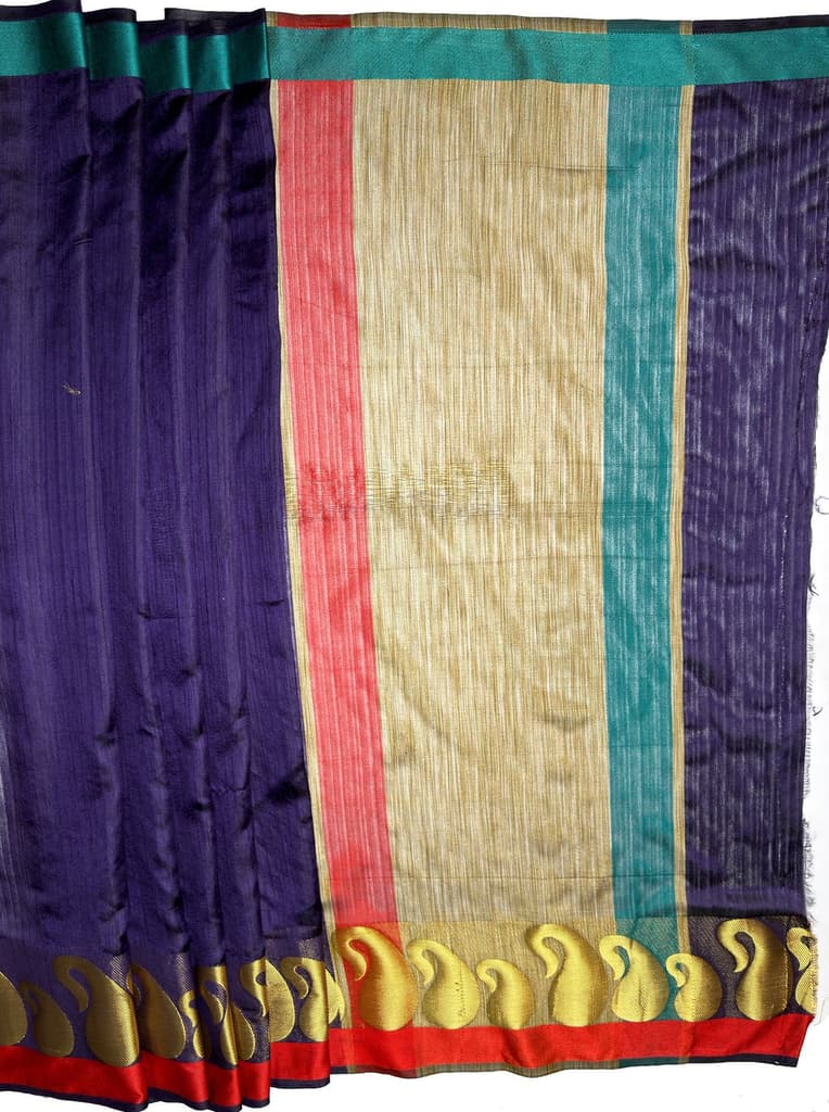 MIMOSA Women's Woven Design Banarasi Style Linen Saree with Blouse Piece - Navy ( SA00003151NVFREE ) — photo 7