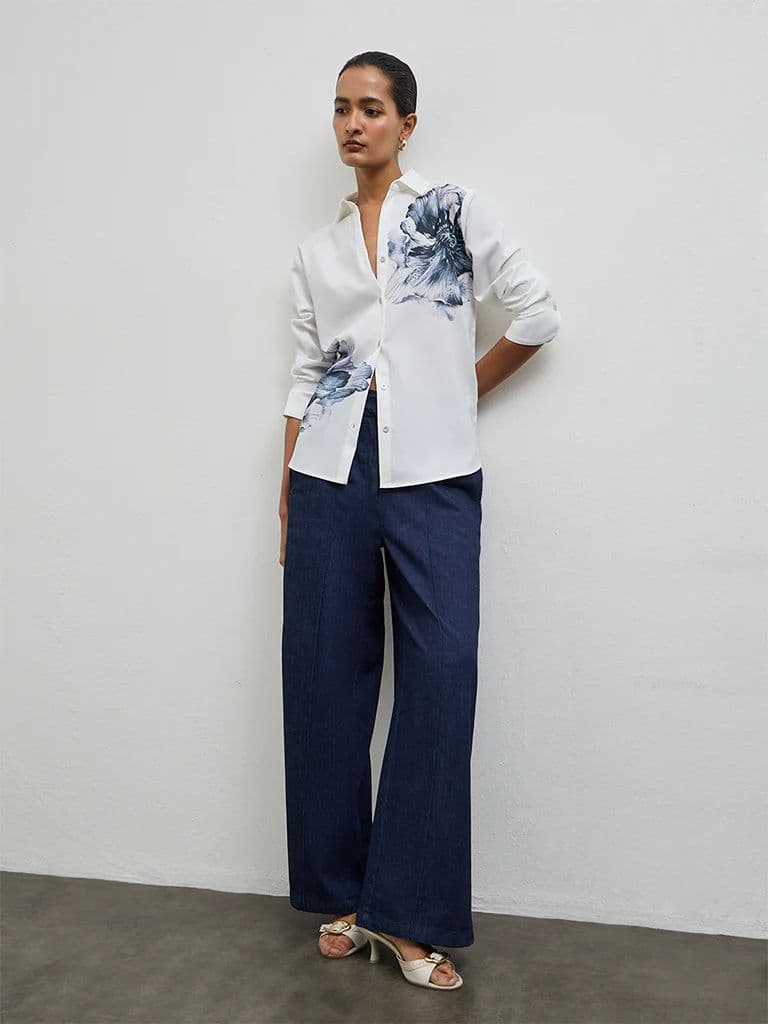 Wardrobe White Floral Design Shirt — photo 2