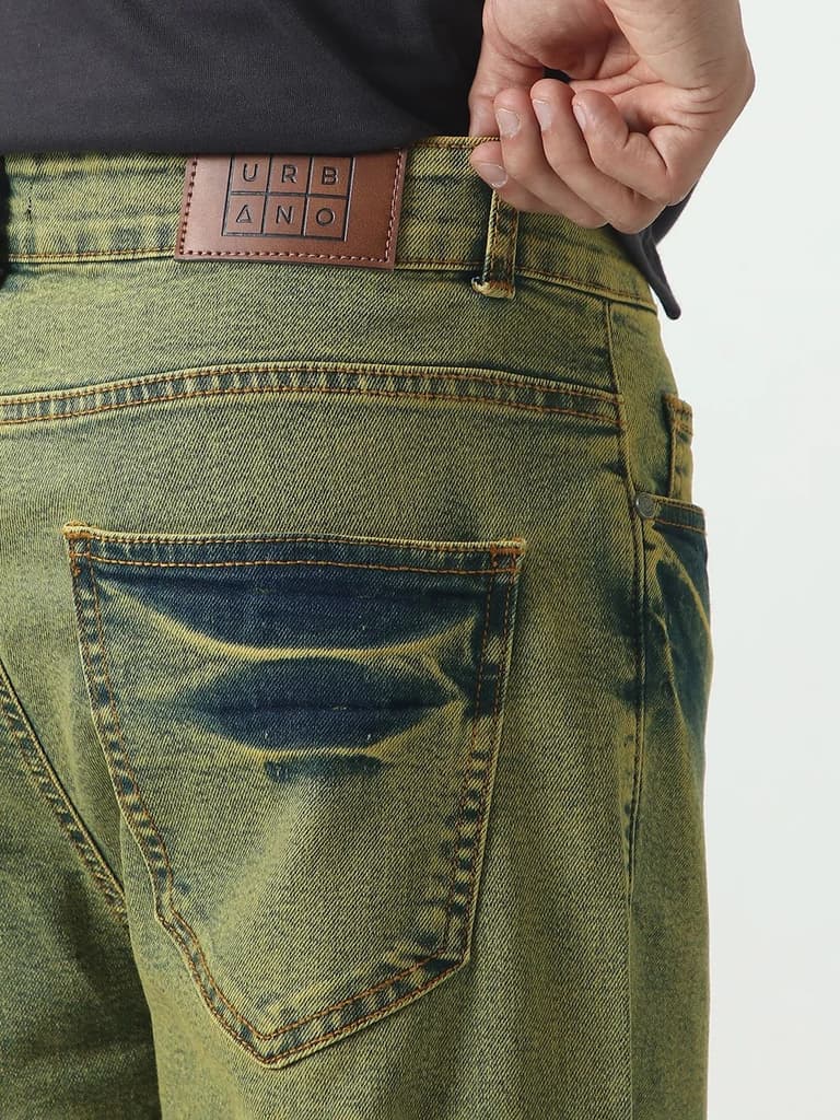 Men's Ice Blue Straight Fit Heavy Washed Jeans Stretchable — photo 6