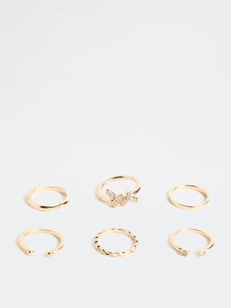 Westside Accessories Gold Knot Stack Rings - Pack of 6 — photo 2