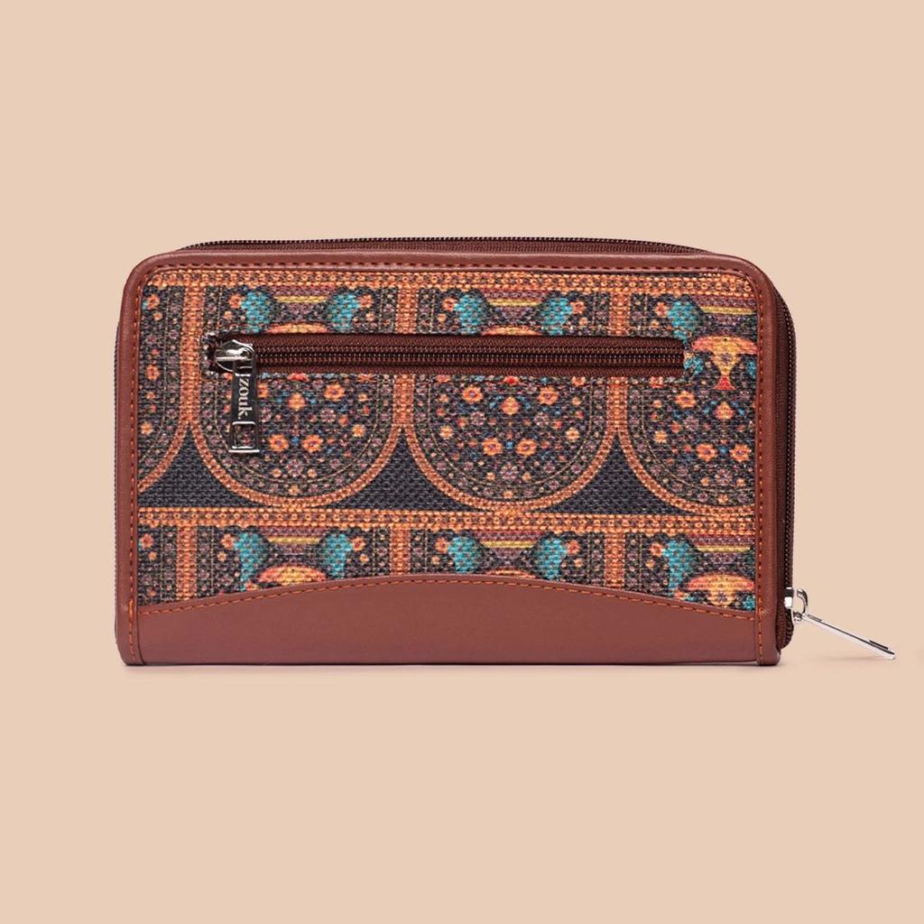 Royal Indian Peacock Motif Everyday Tote Bag & Chain Wallet Combo — photo 7