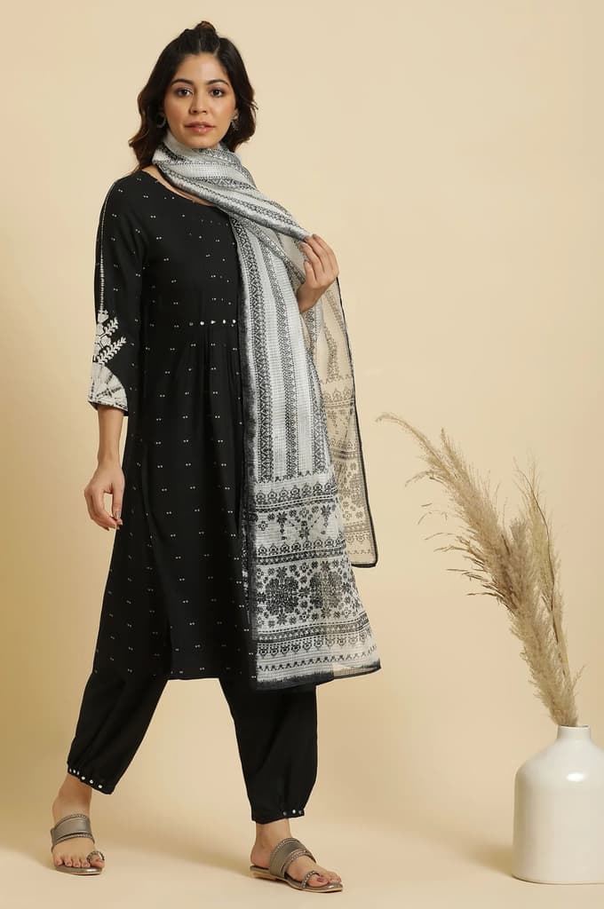 Off-White & Black Kota Printed Dupatta — Default Title