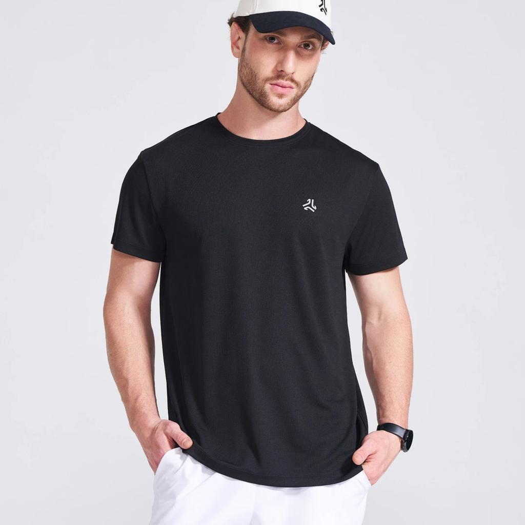Men's Black Solid Round Neck T-Shirt