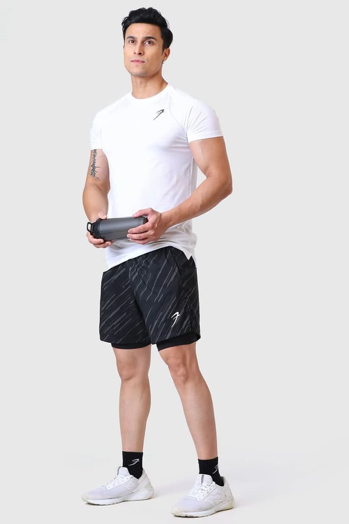 2 in 1 Printed Compression Shorts Black — photo 2