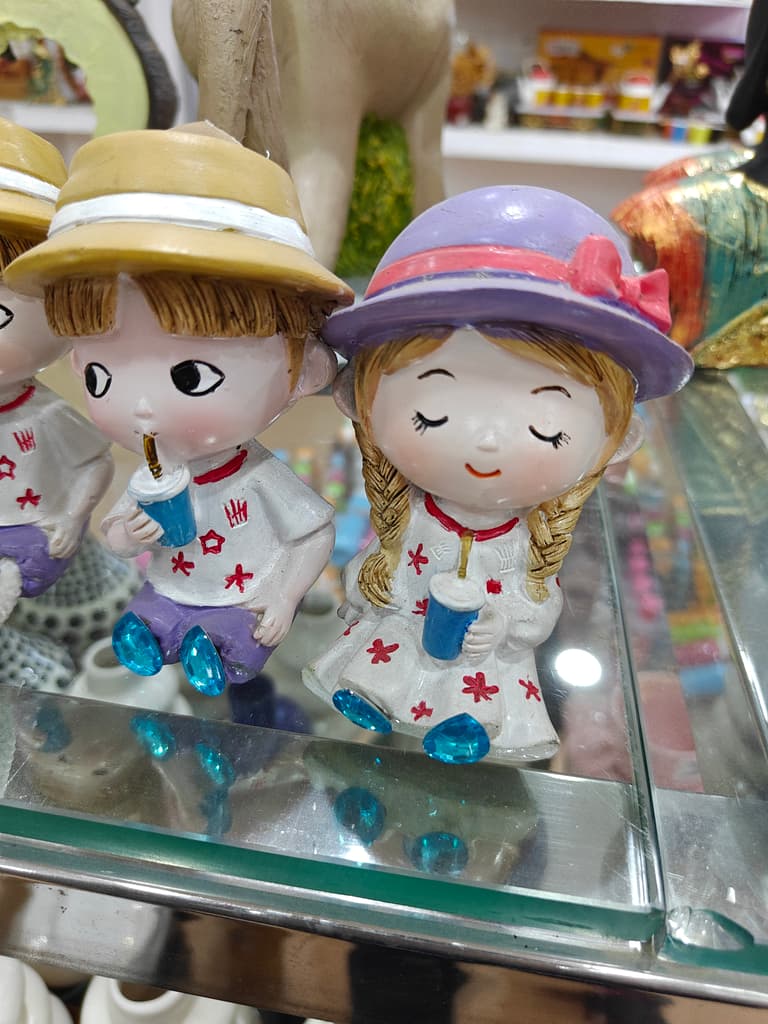 Cute Dolls with Drinks | Plastic | Pink and Blue | Decorative