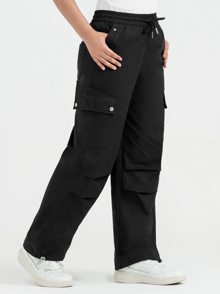 Cargo Pants for Women in Black | Parachute Full Length Pants — photo 6