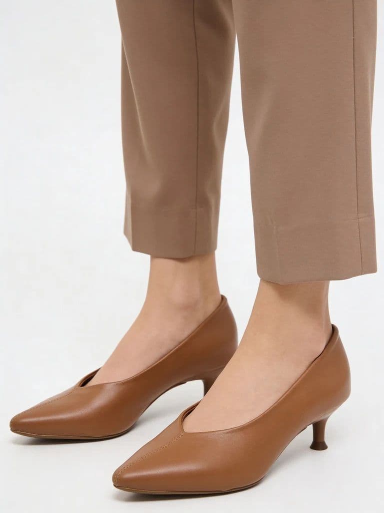 LUNA BLU Tan Kitten Heel Pump Shoes