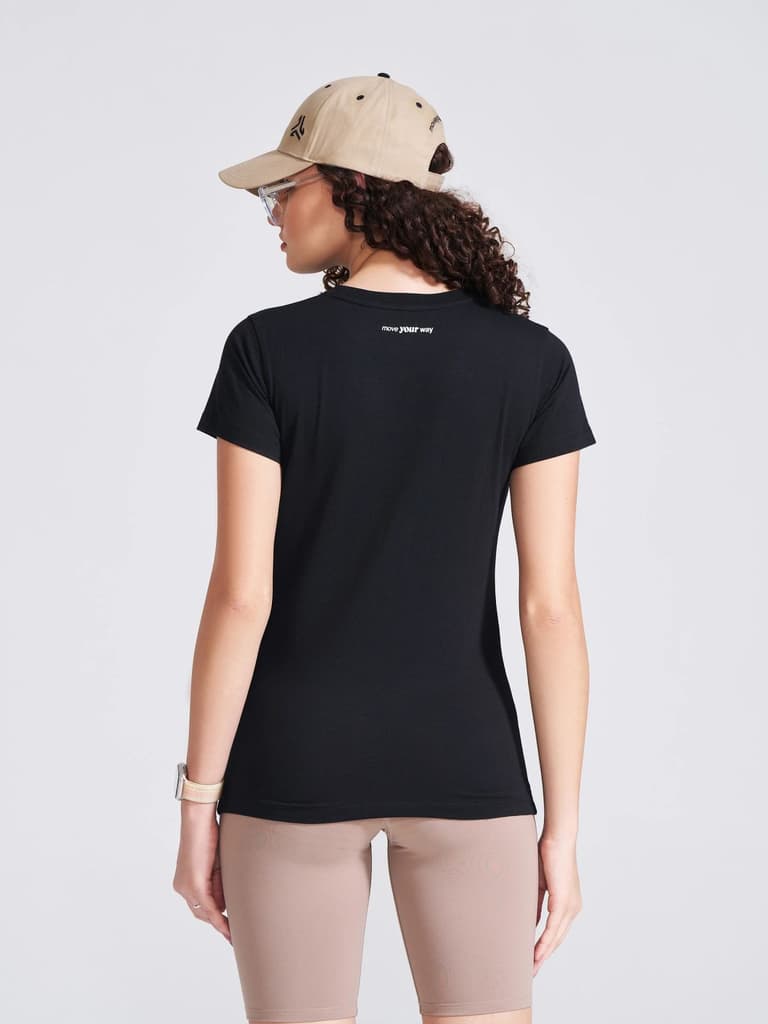 Women's Black Solid Round Neck T-Shirt — photo 5