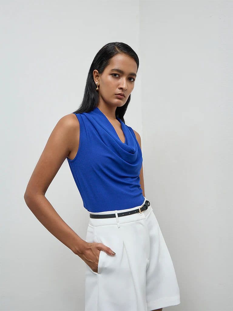Wardrobe Blue Cowl Neck Top — photo 2