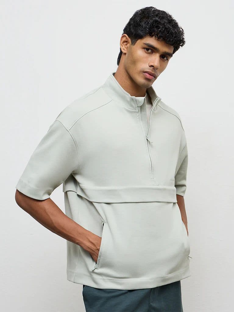 Nuoflexx Mint Relaxed-Fit Cotton-Blend Quarter-Zip Sweatshirt — photo 3