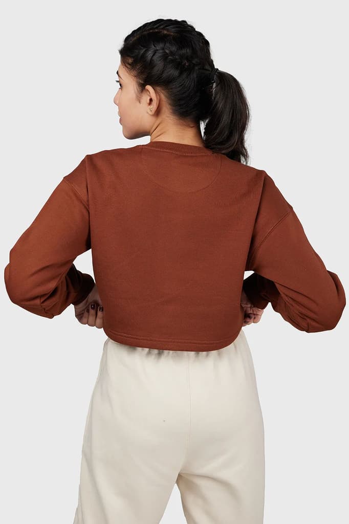 Signature Oversized Cropped Sweatshirt Brown — photo 5